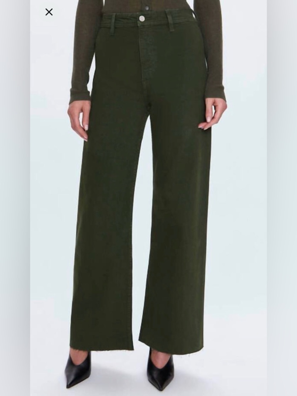 pistola Penny High Rise Wide Leg Olive Green Laurel Jeans Sz 27 NWT
